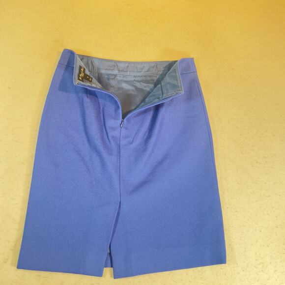 J Crew Factory The Pencil Skirt 0 Above Knee Wool Blend Slit Royal Blue Lined - Picture 10 of 13